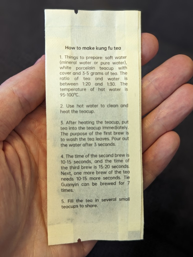 iTeaworld Tea Classics oolong tea tie guanyin sachet back with instructions